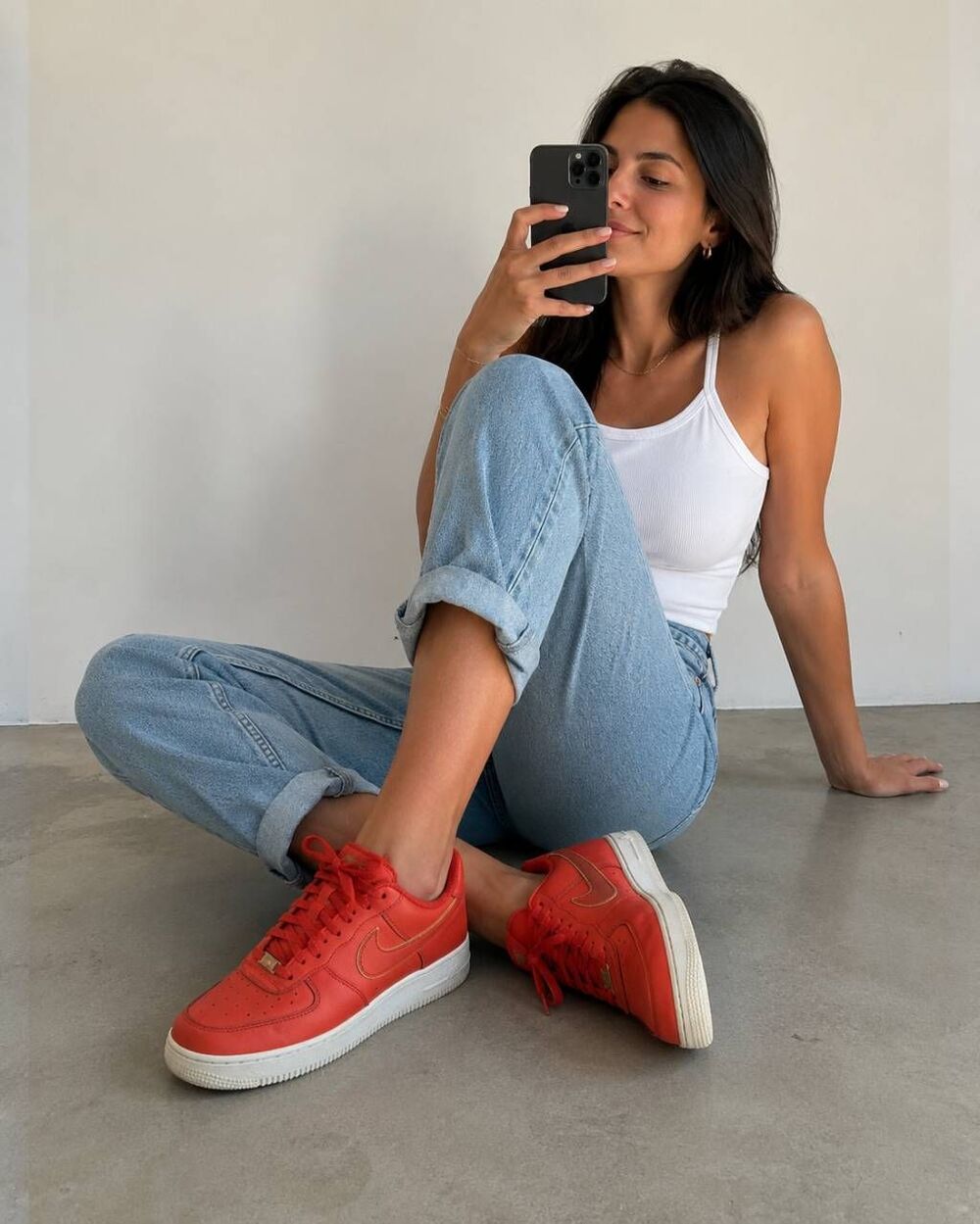 Nike Air Force 1 ’07 Essential Red Gold Swoosh Women’s Size 8.5 AO2132-602